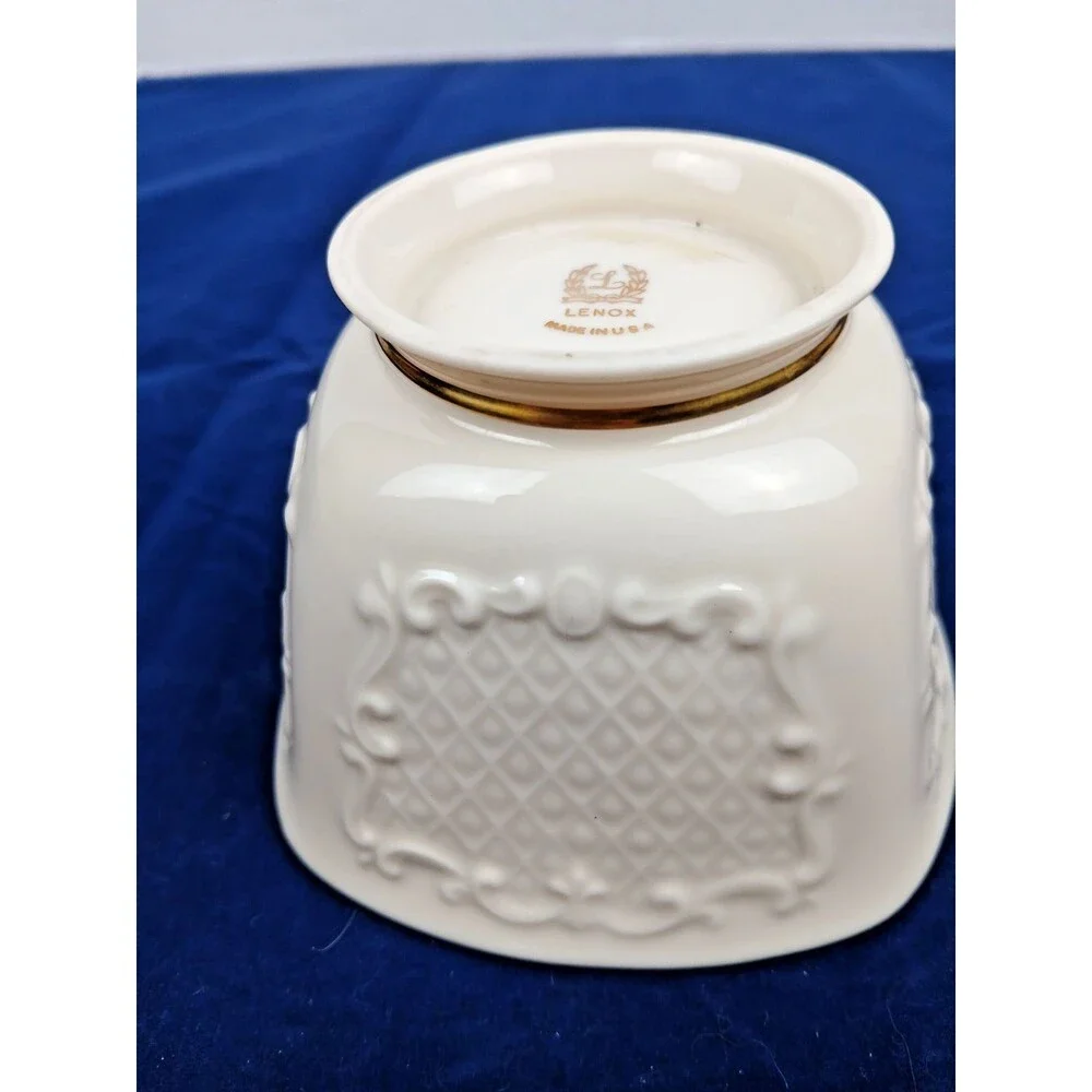 Lenox Canterbury Candy Dish Set Ivory Cream Gold Trim Porcelain